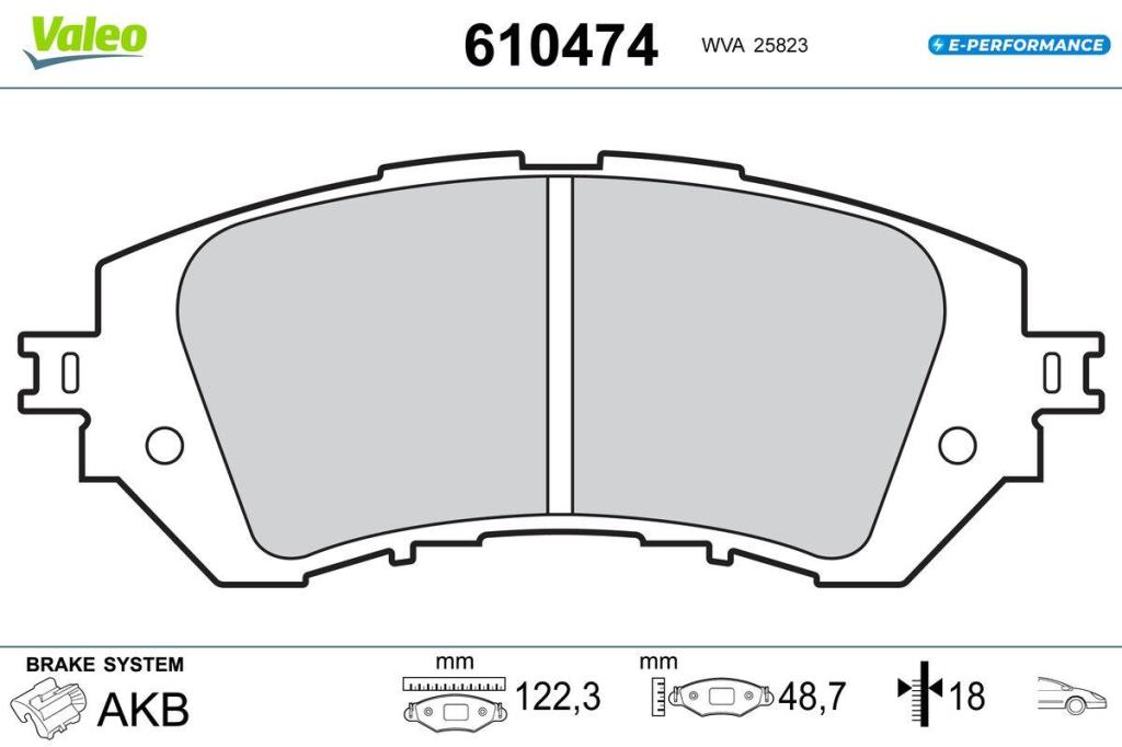 Jogo de 4 pastilhas de travão VALEO ref. 610474